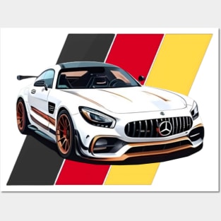 Mercedes amg with germany flag victor art Posters and Art